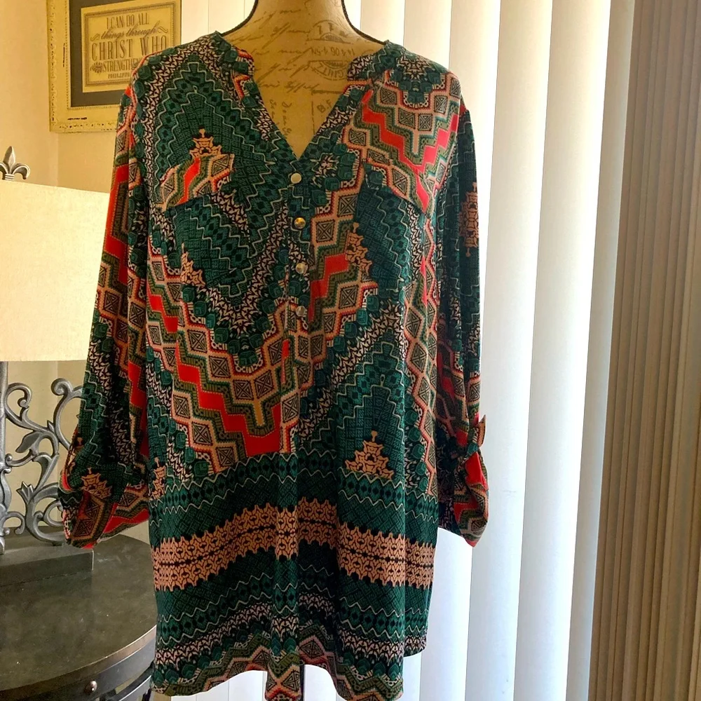 Colorful button down blouse - Picture 1 of 1